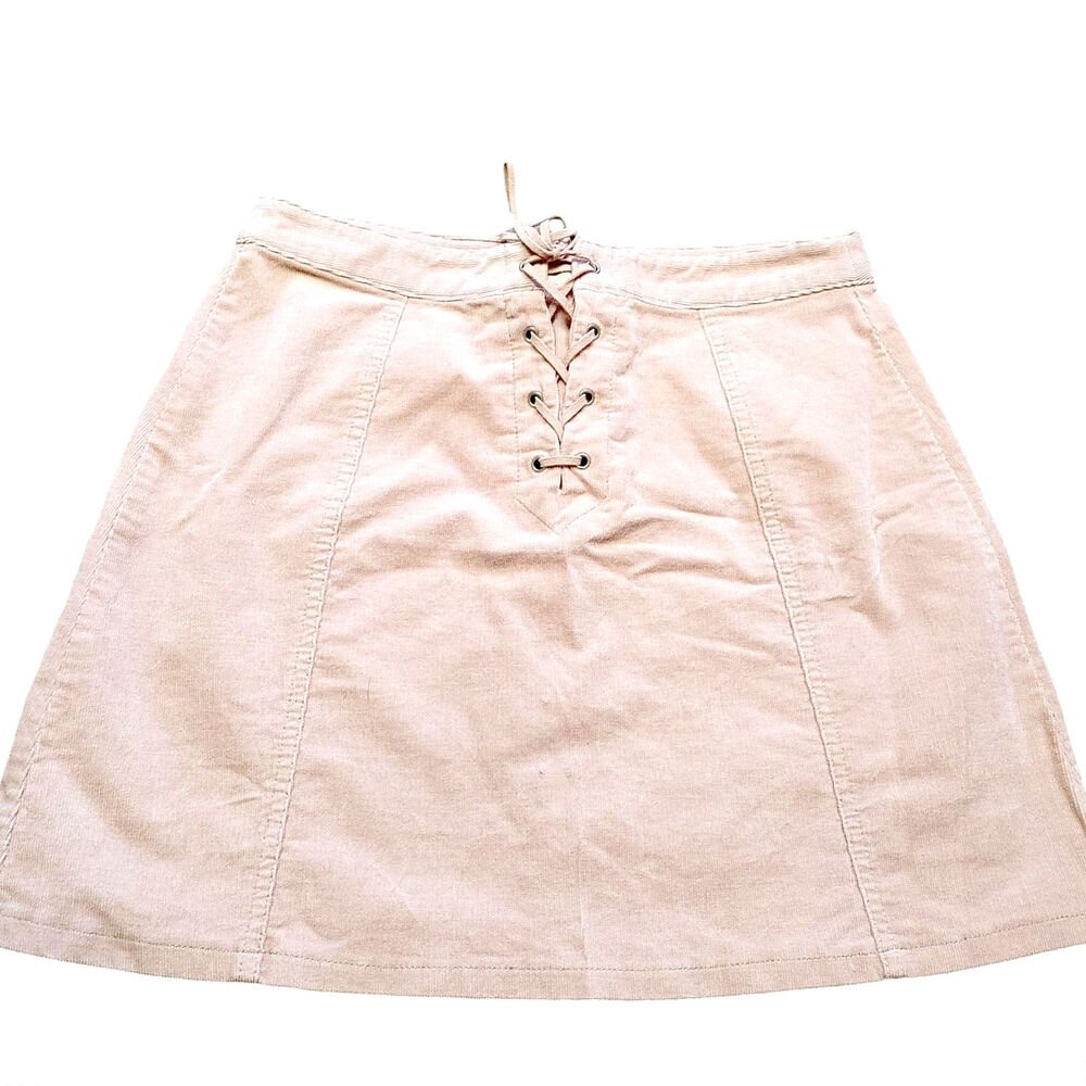 Forever 21 Light Pink Corduroy Skirt Front Tie Size Small S Pastel Spring Summer